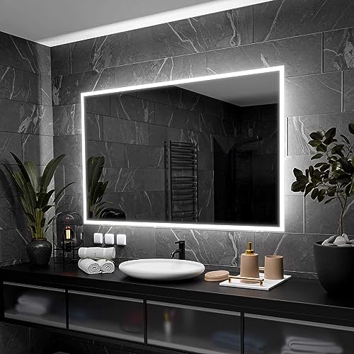 Alasta Boston Badspiegel mit Beleuchtung 150x60 cm - Anpassbarer Bad Spiegel - Ihrer Wahl Kosmetikspiegel mit Beleuchtung und Spiegelheizung - Wählbare Lichtfarbe von Alasta