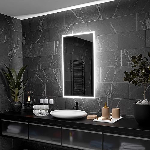 Alasta Boston Badspiegel mit Beleuchtung 80x90 cm - Anpassbarer Bad Spiegel - Ihrer Wahl Kosmetikspiegel mit Beleuchtung und Spiegelheizung - Wählbare Lichtfarbe von Alasta