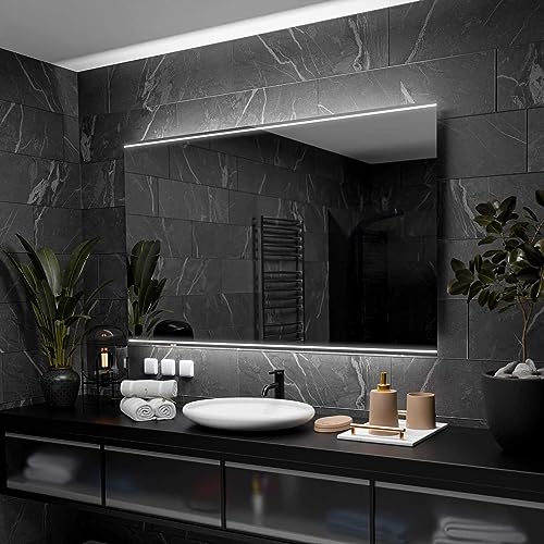 Alasta Chicago Badspiegel mit Beleuchtung 110x70 cm - Anpassbarer Bad Spiegel - Ihrer Wahl Kosmetikspiegel mit Beleuchtung und Spiegelheizung - Wählbare Lichtfarbe von Alasta