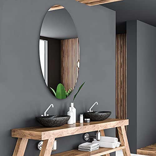Alasta Eleganter Spiegel In Form Einer Ellipse, Badezimmerspiegel, Wandspiegel, Hängespiegel - Größe 50x100cm von Alasta