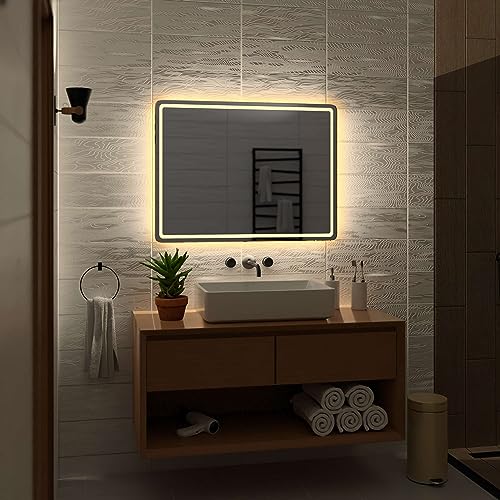 Alasta Madrid Badezimmer Spiegel mit Beleuchtung 160x80 cm WarmWeiß LED Badspiegel Wandspiegel Badezimmerspiegel mit Beleuchtung Spiegel mit Licht Rechteckspiegel von Alasta