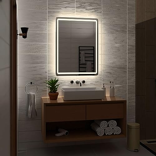 Alasta Madrid Badezimmer Spiegel mit Beleuchtung 70x80 cm NeutralWeiß LED Badspiegel Wandspiegel Badezimmerspiegel mit Beleuchtung Spiegel mit Licht Rechteckspiegel von Alasta