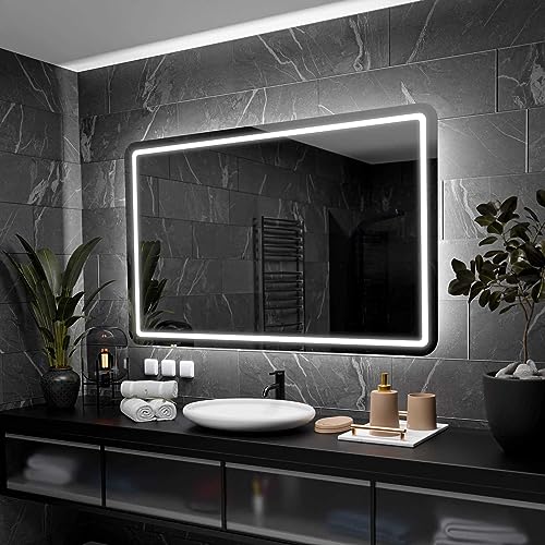 Alasta Madrid Badspiegel mit Beleuchtung 110x70 cm - Anpassbarer Bad Spiegel - Ihrer Wahl Kosmetikspiegel mit Beleuchtung und Spiegelheizung - Wählbare Lichtfarbe von Alasta