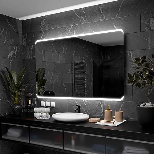 Alasta Modena Badspiegel mit Beleuchtung 120x60 cm - Anpassbarer Bad Spiegel - Ihrer Wahl Kosmetikspiegel mit Beleuchtung und Spiegelheizung - Wählbare Lichtfarbe von Alasta