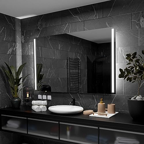 Alasta Paris Badspiegel mit Beleuchtung 120x70 cm - Anpassbarer Bad Spiegel - Ihrer Wahl Kosmetikspiegel mit Beleuchtung und Spiegelheizung - Wählbare Lichtfarbe von Alasta
