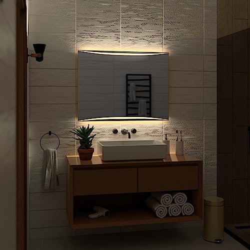 Alasta Spiegel | Vilnius Badspiegel 160x100cm mit LED Beleuchtung | LED Farbe Weiß Warm | Design Badezimmerspiegel von Alasta