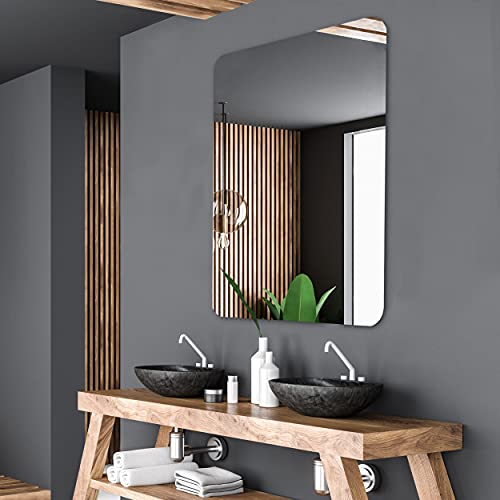 Alasta Stilvoller Badezimmerspiegel Mit Abgerundeten Ecken, Wandspiegel, Hängespiegel - Größe 55x70cm von Alasta