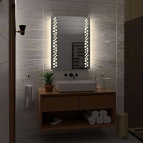 Alasta Toronto Badezimmer Spiegel mit Beleuchtung 50x70 cm NeutralWeiß LED Badspiegel Wandspiegel Badezimmerspiegel mit Beleuchtung Spiegel mit Licht Rechteckspiegel von Alasta
