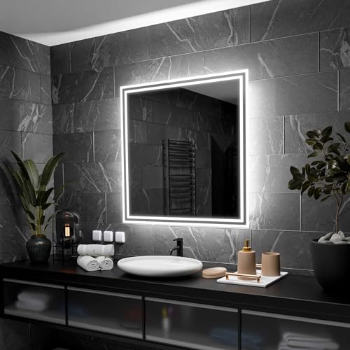 Alasta Vienna Badspiegel mit Beleuchtung 80x80 cm - Anpassbarer Bad Spiegel - Ihrer Wahl Kosmetikspiegel mit Beleuchtung und Spiegelheizung - Wählbare Lichtfarbe Alasta Vienna Badspiegel mit Beleuchtung 80x80 cm - Anpassbarer Bad Spiegel - Ihrer Wahl Kosmetikspiegel mit Beleuchtung und Spiegelheizung - Wählbare Lichtfarbe von Alasta