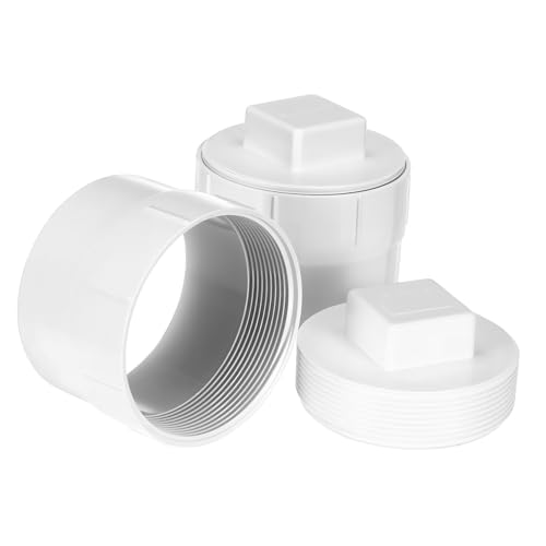 Alasum 2 Stück PVC Abwasserreinigungsadapter mit Stopfen Vielseitige Reinigungskappe für Abfluss und Abwasserrohre Einfach zu Bedienen für Schnelle Blockadenbeseitigung von Alasum