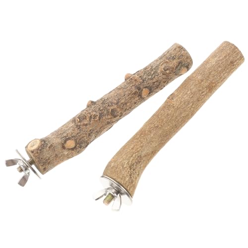 Alasum 2 Stück Teiliges Vogel-sitzstangen aus Natürlichem Holz Robust und Langlebig Geeignet für Papageien und Kleine Vögel mit Stabilem Metallzubehör als Kau Kletterspielzeug im von Alasum