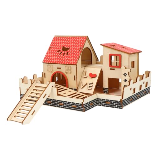 Alasum Holz Kleintier Kletterleiter Langlebiges Hamsterhaus mit Plattform Fördert Bewegung und Spielspaß für Zwerghamster und Kleine Haustiere Sicheres Naturmaterial von Alasum