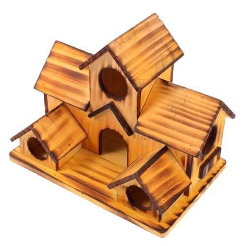 Alasum Holz Vogelhaus Mehrzimmerig Leicht Tragbar Garten Nistkasten Futterstation für Kleine Vögel Wie Finken Sperlinge Wellensittiche und Kleine Papageien Geeignet von Alasum