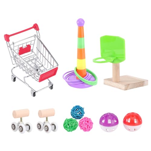 Alasum Papageienspielzeug Buntes Kauresistentes Vogelspielzeug mit Holz Kunststoff und Eisen Unterhaltsames Kauspielzeug für Wellensittiche Nymphensittiche und Kleine Zufällige Farbe von Alasum