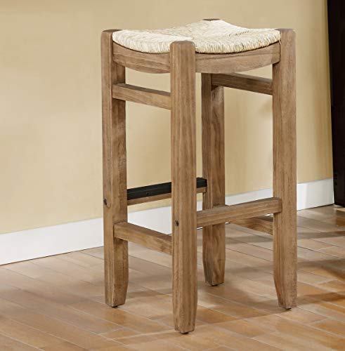 Newport Barhocker, Holz, 76,2 cm, mit Rush-Sitz von Alaterre Furniture