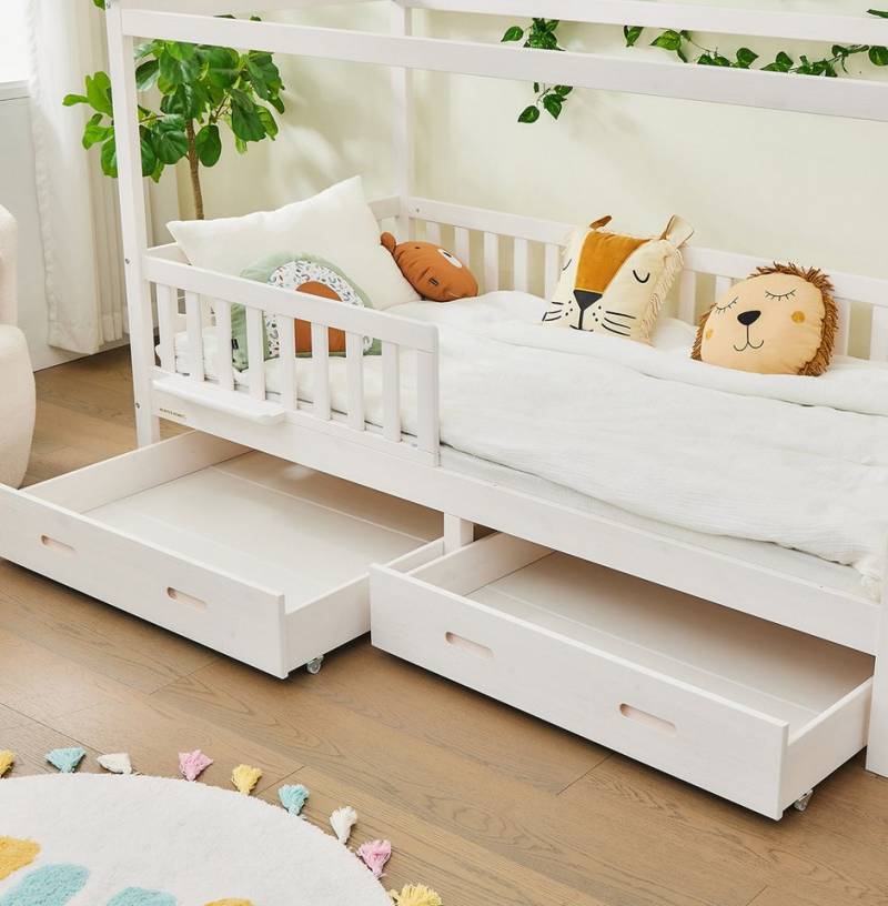 Alavya Home® Schubkasten SNOW aus Buche – FSC® 100% zertifiziert (Set, 2 St., 2er-Set), aus massiver Buchenholz auf Rollen für Kinderbett von Alavya Home®