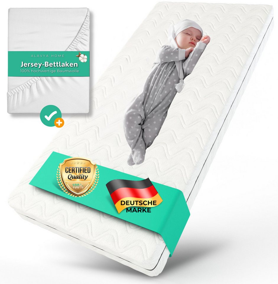 Babymatratze AQUA Premium, Alavya Home®, 10 cm hoch, Babymatratze 60x120 cm I waschbarem Bezug optional mit Spannbettlaken von Alavya Home®