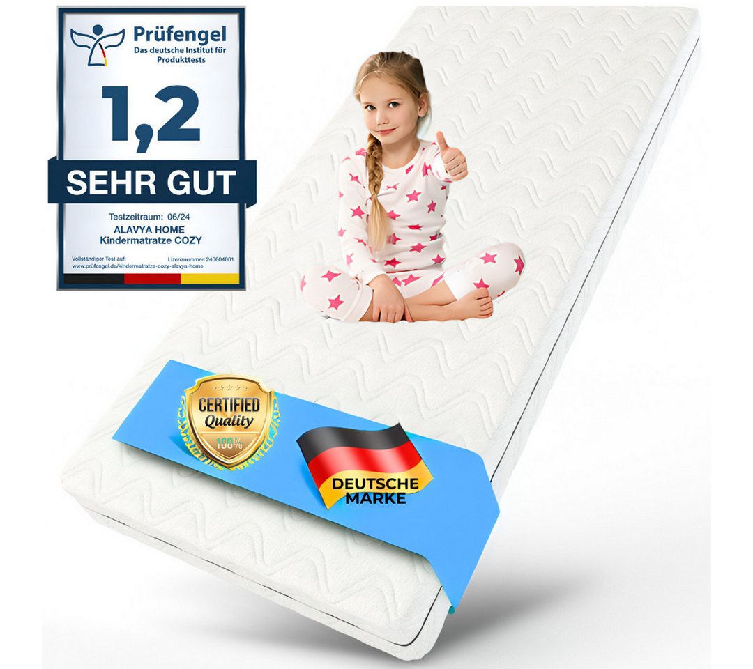 Jugendmatratze COZY PLUS Kinder- und Jugendmatratze mit waschbarem Bezug, Alavya Home®, 10 cm hoch, Ergonomisch, Atmungsaktiv I Allergiker geeignet (Hausstauballergiker) von Alavya Home®