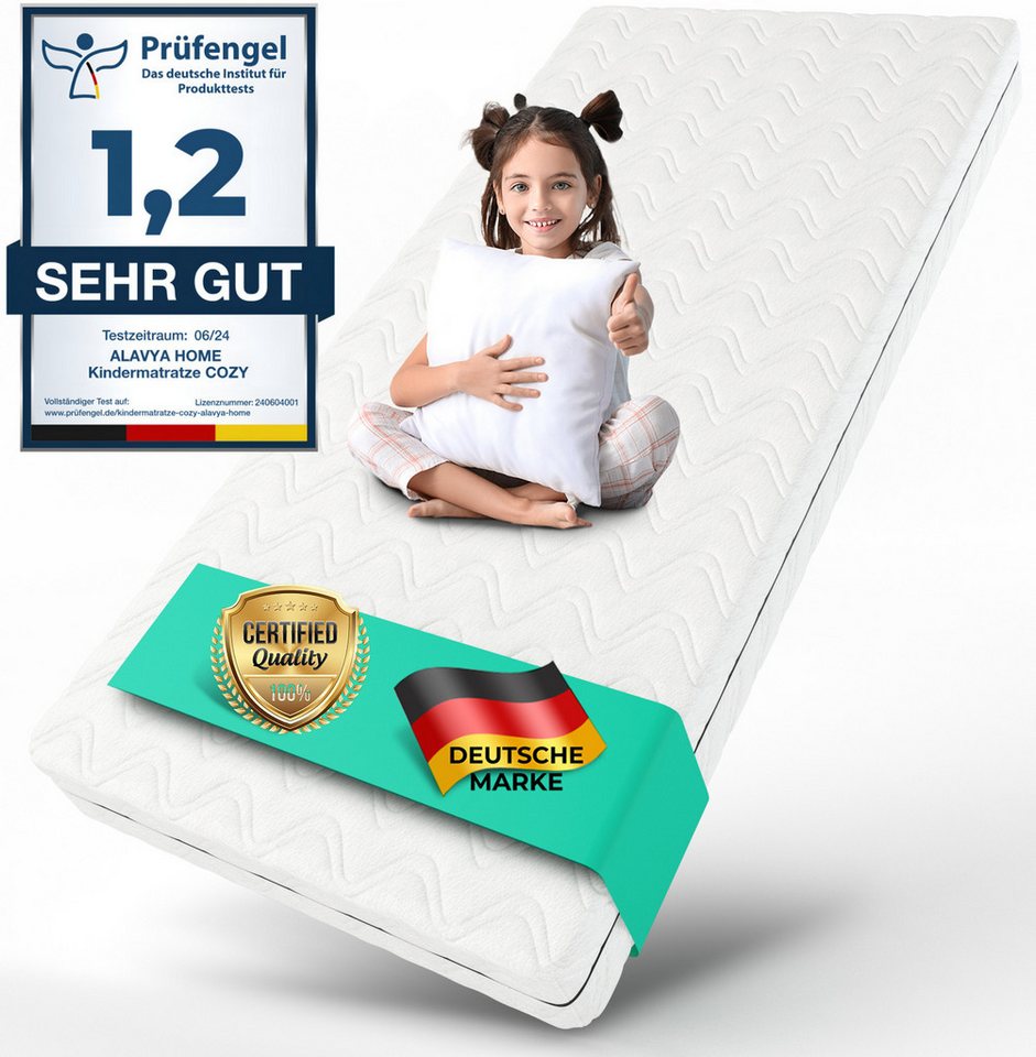 Kindermatratze COZY, Alavya Home®, 10 cm hoch, (Babymatratze 60x120 cm ohne Spannbettlaken,CertiPUR zertifizierter Härtegrad H2 Kaltschaum mit waschbarem Bezug,hochwertige Matratze für Babybett,Kindermatratze 120x60 Kaltschaummatratze), Made in Europe mit guter Luftzirkulation,ATMUNGSAKTIVE Baby Matratze von Alavya Home®