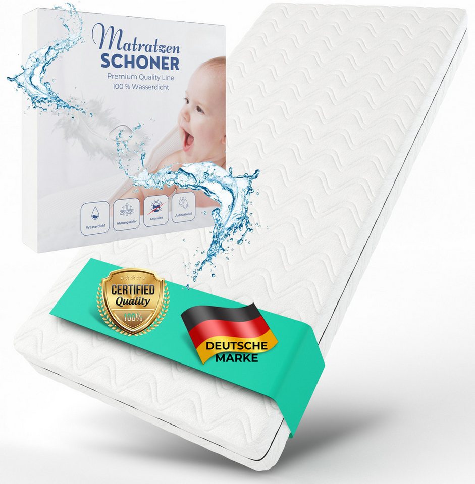 Kindermatratze COZY inkl. Matratzenschoner bis 30 cm Höhe, Alavya Home®, 10 cm hoch, (Set, 1X Wasserdicht matratzenschoner), mit waschbarem Bezug CertiPUR zertifizierter Härtegrad H2 Matratze von Alavya Home®