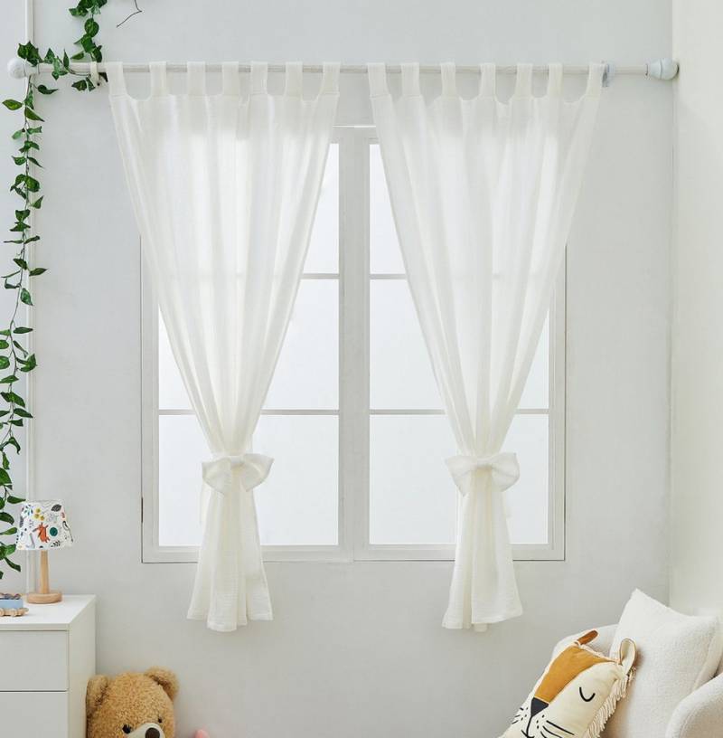 Alavya Home® Vorhang Alice PREMIUM Musselin Stoff, Schlaufen (2 St), Lichtschutz, 100% Bio-Baumwolle, Vorhänge 100 x 150 cm Kurz 2er-Set für Kinderzimmer von Alavya Home®