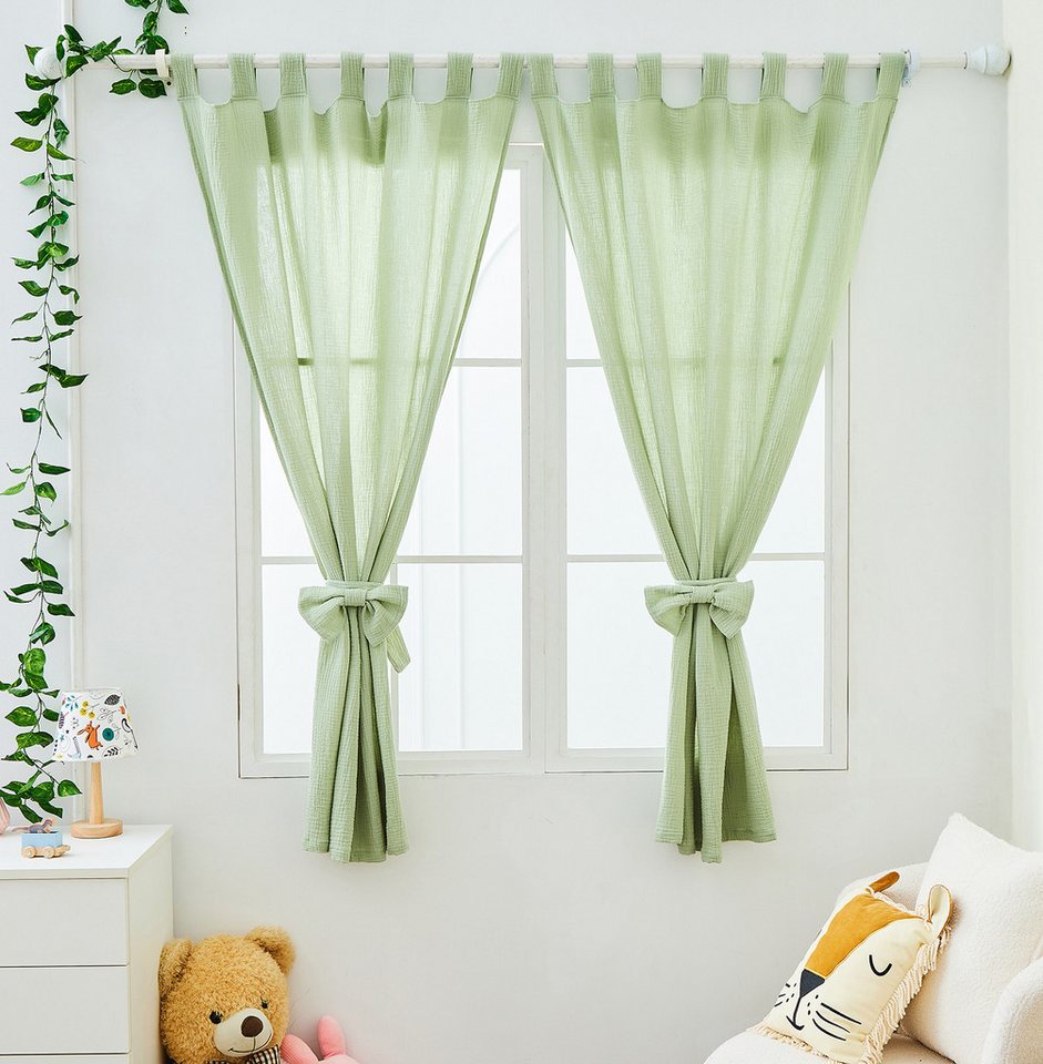 Vorhang Alice PREMIUM I Schnäppchen-Kracher!, Alavya Home®, Schlaufen (2 St), Lichtschutz, 100% Bio-Baumwolle, Vorhänge 100 x 150 cm Kurz 2er-Set für Kinderzimmer von Alavya Home®