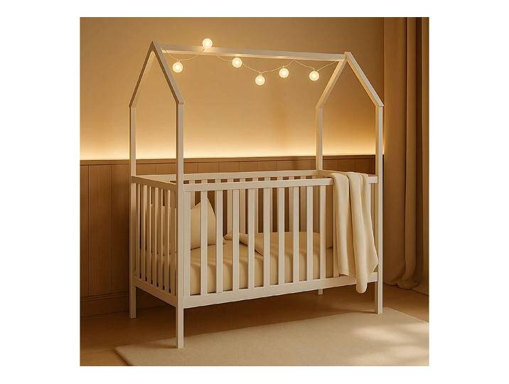 Alavya Home® Babybett ELLA 70x140 cm aus Massivholz Kiefer Weiß – Höhenverstellbar, Hausoptik, weiß, Weiß - ohne Matratze von Alavya-Home