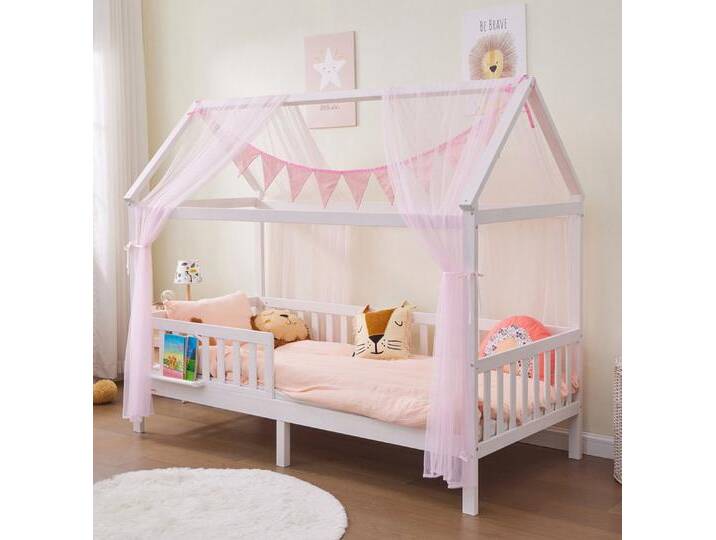 Alavya Home® Hausbett BUCHE CLOUD I KOMPLETT SET ohne Schubkästen, FSC zertifizierter aus Massivem Buchenholz, rosa von Alavya-Home