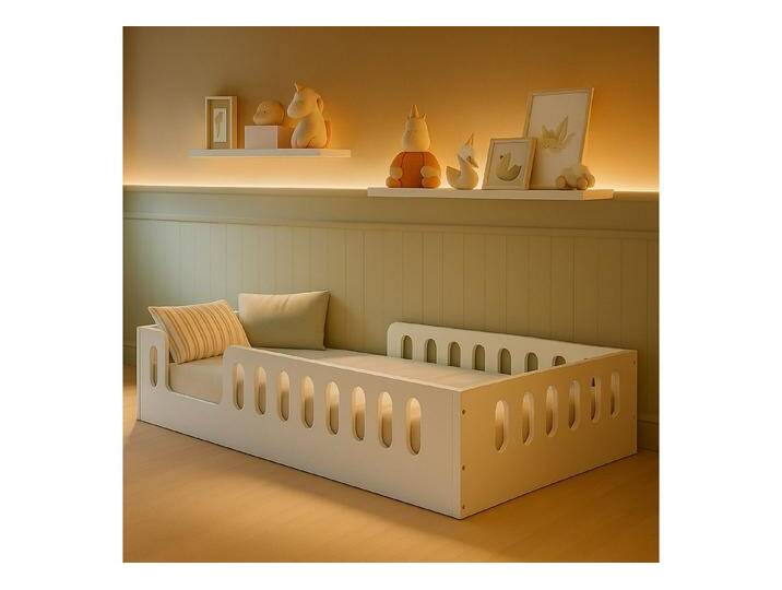 Alavya Home® Kinderbett Bodenbett TIMO optional Matratze Erhältlich in 80x160 80x180 (Bodenbett 80x160 cm mit Rausfallschutz & Lattenrost Kinderbett 80x160) von Alavya-Home