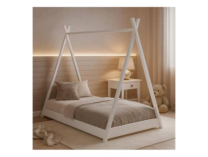 Alavya Home® Kinderbett TIPI Bodenbett 70x140 cm LUNA – Zeltbett mit Lattenrost (Spielbett aus Kiefernholz, Bodenbett-Design I Kinderhaus im skandinavischen Stil) von Alavya-Home
