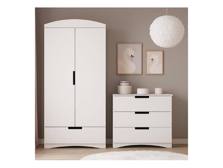 Alavya Home® Kleiderschrank NOA 2-teiliges Set aus Kommode + Kleiderschrank Modernes Kinderzimmer Set Weiß Holz – Viel Stauraum & zeitloses Design von Alavya-Home