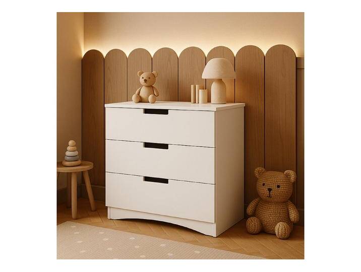 Alavya Home® Kommode NOA Sideboard 80 cm breit Holz Schrank mit 3 Schubladen, Kinderzimmer Kommode Weiß Holz Schubladen Stauraum Organizer, weiß von Alavya-Home