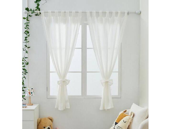 Alavya Home® Vorhang Alice PREMIUM Musselin Stoff, Schlaufen (2 St), Lichtschutz, 100% Bio-Baumwolle, Vorhänge 100 x 150 cm Kurz 2er-Set für Kinderzimmer von Alavya-Home