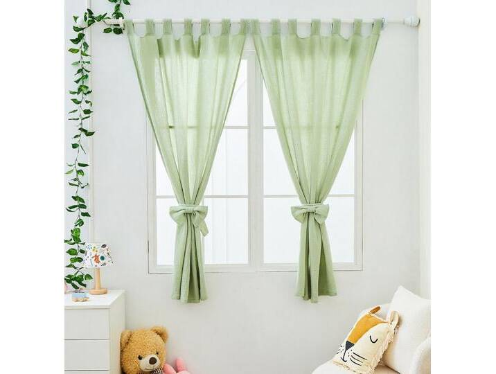 Alavya Home® Vorhang Alice PREMIUM Musselin Stoff, Schlaufen (2 St), Lichtschutz, 100% Bio-Baumwolle, Vorhänge 100 x 150 cm Kurz 2er-Set für Kinderzimmer von Alavya-Home