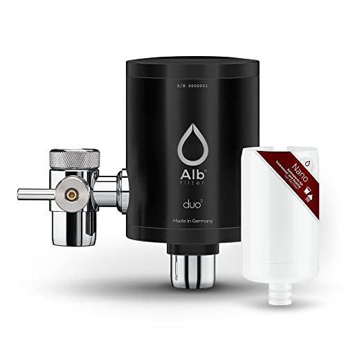Alb Filter® Duo Nano Trinkwasserfilter | Armatur Anschluss | Gegen Mikrokeime wie E. coli, Legionellen uvm. | Set mit Gehäuse und Kartusche | Made in Germany Edelstahl Schwarz ohne Vorfilter von Alb Filter
