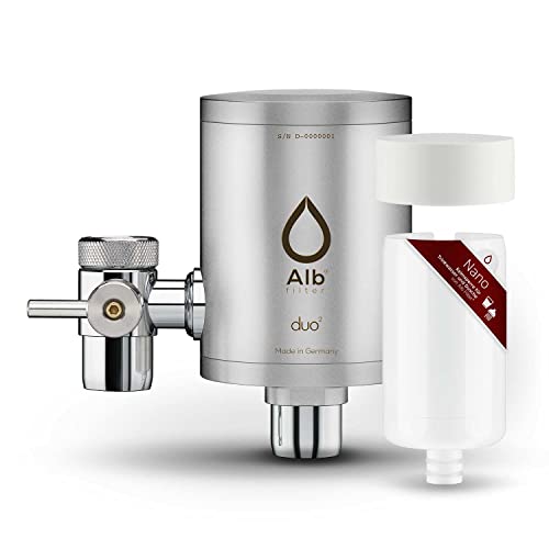 Alb Filter® Duo Nano Trinkwasserfilter | Wasserhahnfilter | Gegen Keime wie E. coli, Legionellen uvm. | Made in Germany Edelstahl (Edelstahl Mattiert mit Vorfilter) von Alb Filter