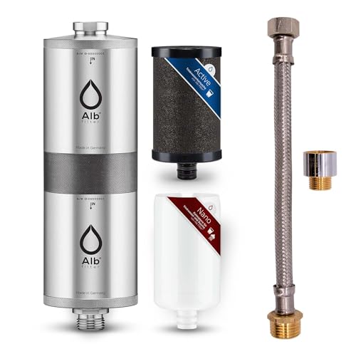 Alb Filter® FUSION Active+Nano Trinkwasserfilter gegen Schadstoffe und Keime | Untertisch | Made in Germany Edelstahl Natur + Connect Schwarz von Alb Filter
