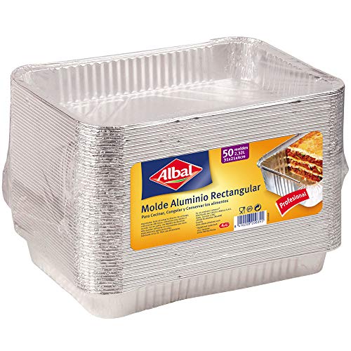 Albal Professionelle Aluminium-Formen, 2,32 Liter x 50 Stück, rechteckig, 31,5 x 20,7 x 4 cm, professionelle Größe, Lebensmittelkonservierung von Albal