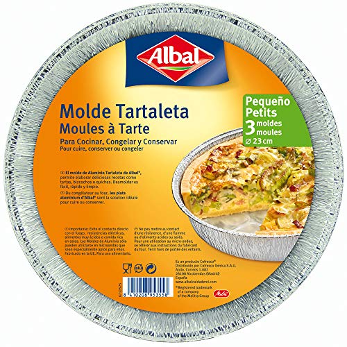 Albal Runde Tartalette aus Aluminium, 23 cm, Einweg, speziell für Backwaren und Desserts | 3 Formen von Albal