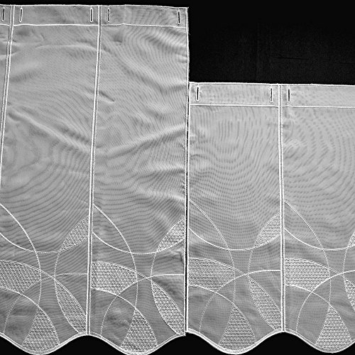 Albani Scheibengardine weiß Bestickt Höhe 60cm | Breite der Gardine frei wählbar in 16cm Schritten | Gardine | Panneaux (Höhe 60cm) von Albani