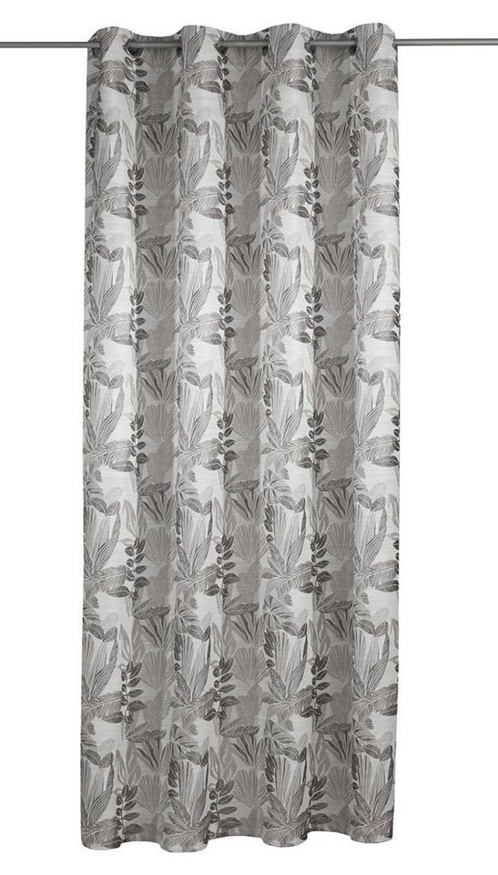 Vorhang FIANN, 135 x 245 cm, Grau, Blättermotiv, Waschbar, Albani, verdeckte Schlaufen, halbtransparent, Polyester von Albani