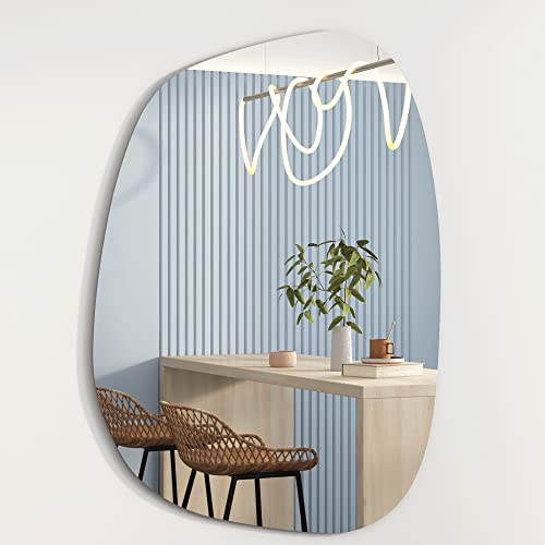 Albatros Designerspiegel Asymmetrisch 60 x 45 cm – Wandspiegel oder Türspiegel, Moderne organische Form – Spiegel Oval und Groß – Asymmetrischer Spiegel unförmig und Rahmenlos, Mirror Wall von ALBATROS