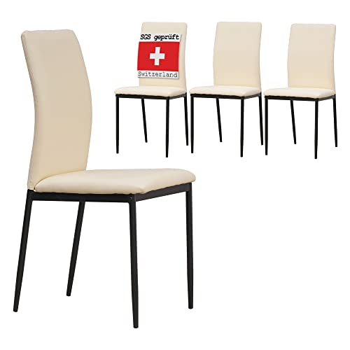 Albatros Esszimmerstühle 4er Set Capri, Beige - Edles Italienisches Design, Kunstleder-Bezug, bequemer Polsterstuhl - Moderner Küchenstuhl, Stuhl Esszimmer oder Esstisch Stuhl von Albatros International GmbH