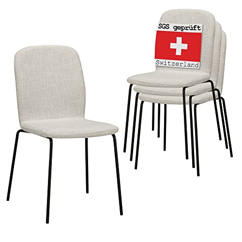 Albatros Esszimmerstühle 4er Set ENNA, beige - stapelbar, bequemer Polsterstuhl - Eleganter Küchenstuhl, Stuhl Esszimmer oder Esstisch Stuhl, Konferenzstuhl von ALBATROS