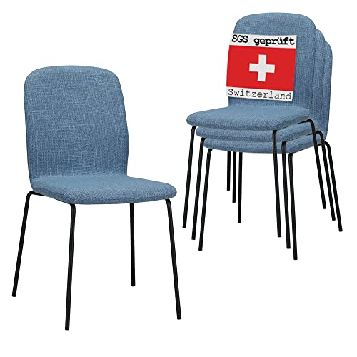 ALBATROS Esszimmerstühle 4er Set ENNA, blau - stapelbar, bequemer Polsterstuhl - Eleganter Küchenstuhl, Stuhl Esszimmer oder Esstisch Stuhl, Konferenzstuhl von ALBATROS