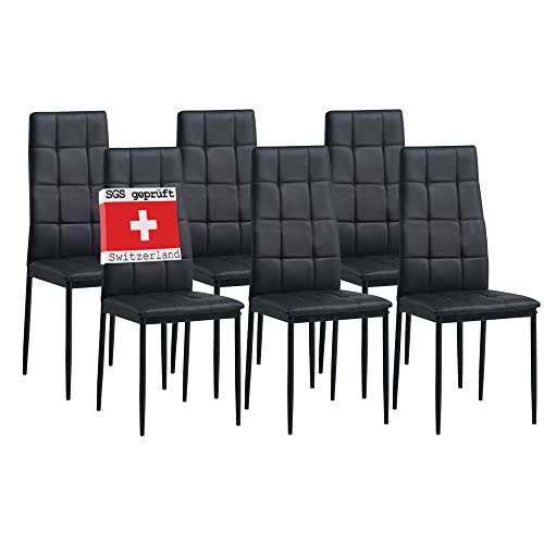 Albatros Esszimmerstühle 6er Set Rimini, Schwarz - Edles Italienisches Design, Kunstleder-Bezug, bequemer Polsterstuhl - Moderner Küchenstuhl, Stuhl Esszimmer oder Esstisch Stuhl Albatros Esszimmerstühle 6er Set Rimini, Schwarz - Edles Italienisches Design, Kunstleder-Bezug, bequemer Polsterstuhl - Moderner Küchenstuhl, Stuhl Esszimmer oder Esstisch Stuhl von ALBATROS