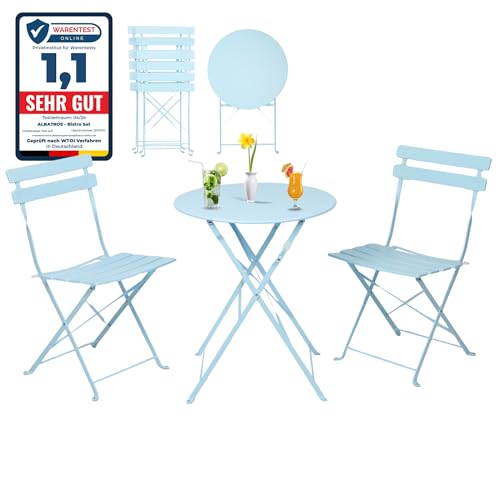 Albatros Bistroset 3-teilig Blau – Bistrotisch mit 2 Stühlen – klappbare Stühle und Tisch aus robustem Metall – optimal als Balkonmöbel Set oder Gartenmöbel in modernem Design von Albatros International
