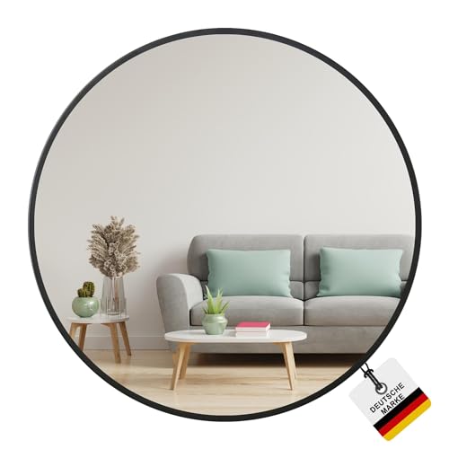 Albatros Designerspiegel rund schwarz mit Metallrand, 60cm Durchmesser, für Wohnzimmer, Badezimmer, Flur, Schlafzimmer, groß, Wand, Spiegel von Albatros International