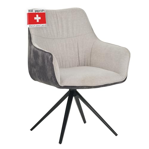 Albatros Drehstuhl PULA, Moderne Drehstühle fürs Esszimmer, Küche, Konferenzraum oder Büro, Küchenstühle Esszimmerstühle mit Drehfunktion und Dicker Polsterung, Stoff Beige von Albatros International
