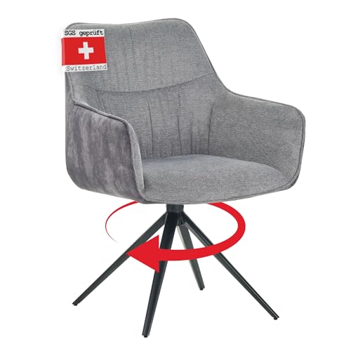 Albatros Drehstuhl PULA, Moderne Drehstühle fürs Esszimmer, Küche, Konferenzraum oder Büro, Küchenstühle Esszimmerstühle mit Drehfunktion und Dicker Polsterung, Stoff Grau Albatros Drehstuhl PULA, Moderne Drehstühle fürs Esszimmer, Küche, Konferenzraum oder Büro, Küchenstühle Esszimmerstühle mit Drehfunktion und Dicker Polsterung, Stoff Grau von Albatros International